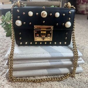 Gucci Black Mini Bag with Gold Chain and Studs